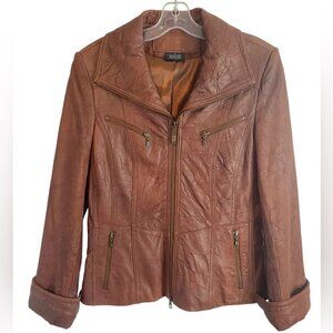 Tribal  Rustic Red Vegan Leather Biker Jacket Ladies 4
